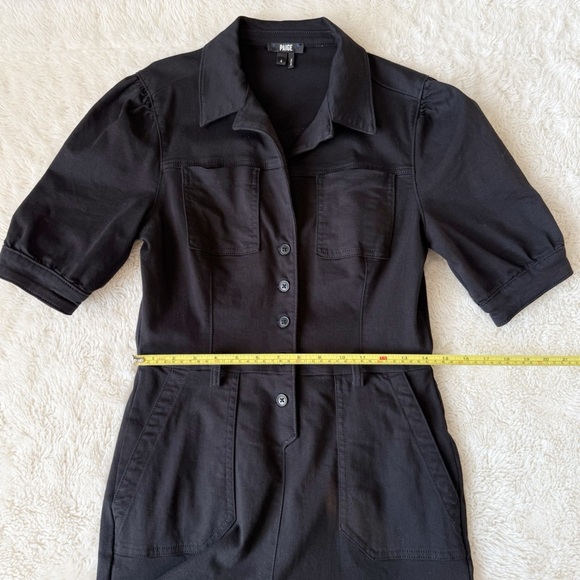 PAIGE Woman Black Stretch Denim Utility Jumpsuit US4 Preppy Boho Contemporary - Picture 8 of 11